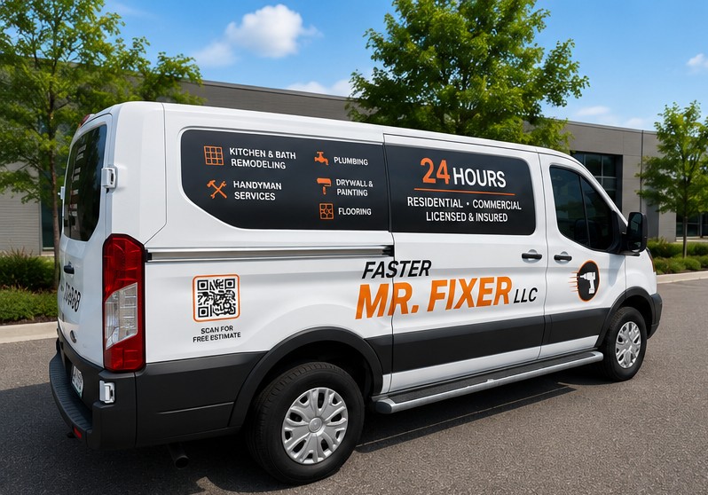 Faster Mr Fixer van rear angle